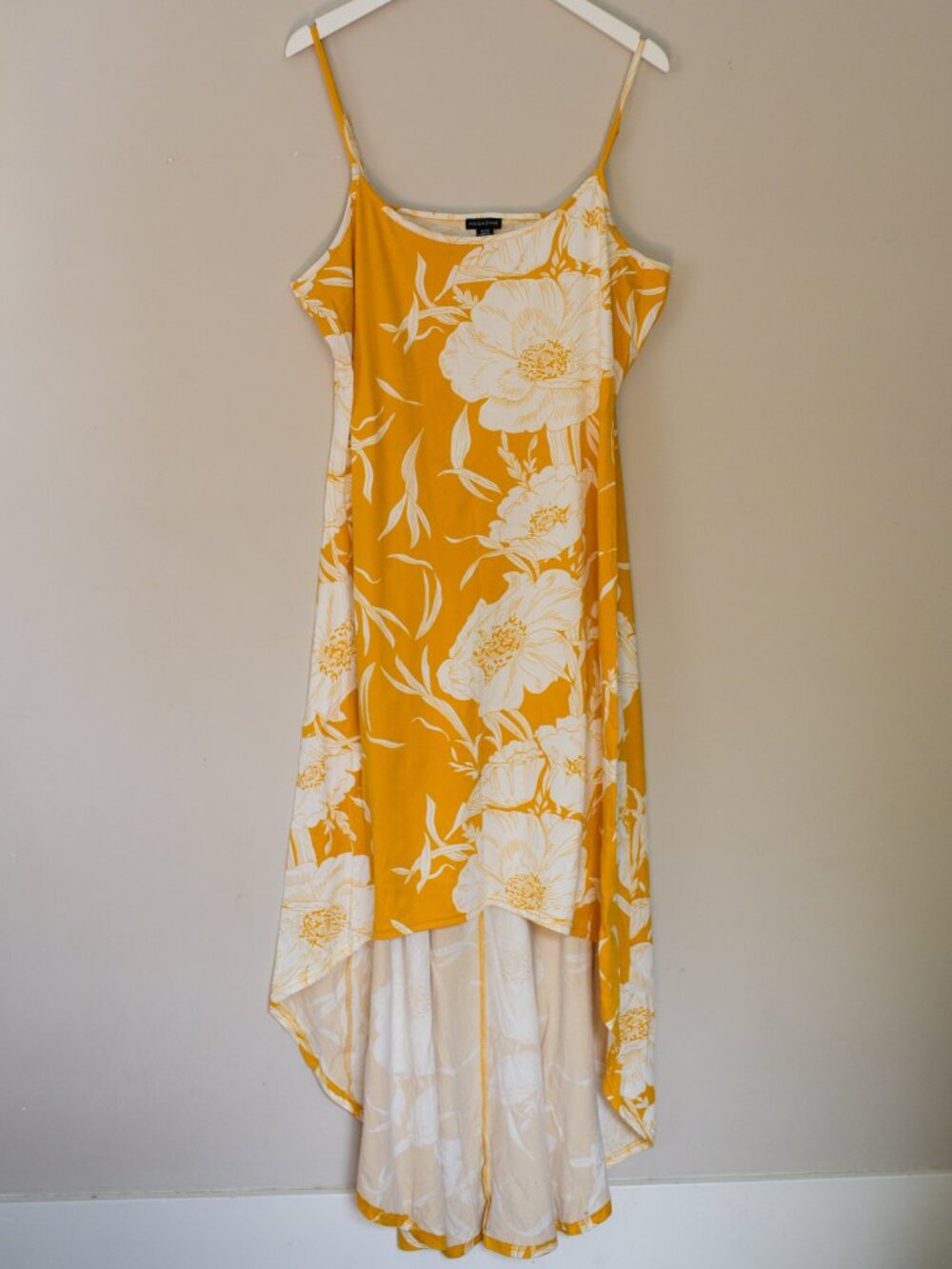 Fairweather Magazine Yellow and White Floral High-Low Maxi Dress